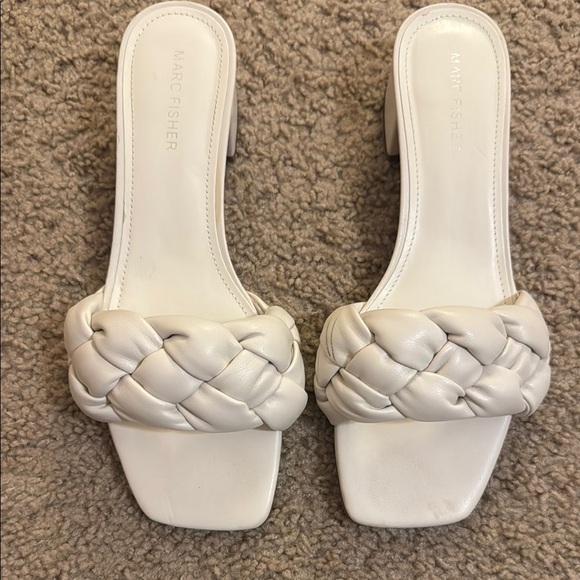 Marc Fisher White Braided Block Heel Sandals - Picture 4 of 4